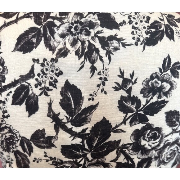 London Times Linen Floral Toile Tie Waist Dress Button Black White Size 4 - Picture 6 of 10